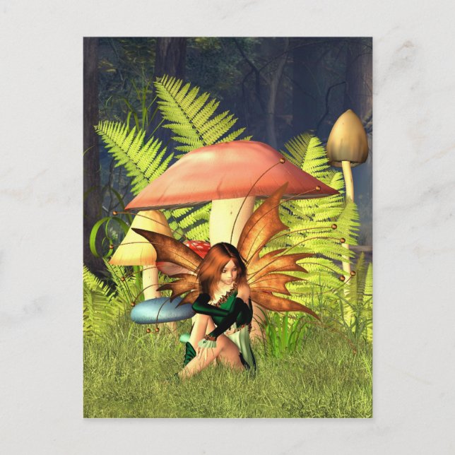 Woodland Toadstool Fairy Postkarte (Vorderseite)