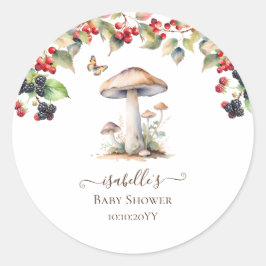 Woodland Toadstool & Mushroom Fall Babydusche Runder Aufkleber