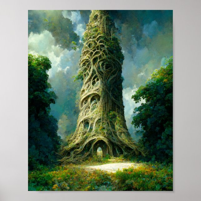 Woodland Tower Fantasy Art Poster (Vorne)
