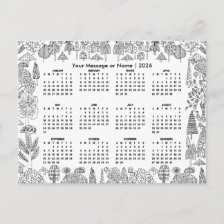 Woodland Trees 2026 Calendar Personalized Postkarte