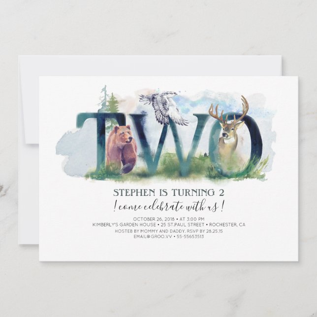 Woodland Two - 2 Invitation d'anniversaire (Devant)