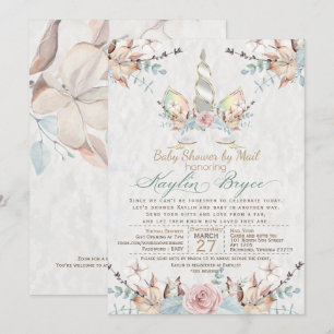 Woodland Unicorn Virtual Baby Shower Kaylin4a Inv Einladung