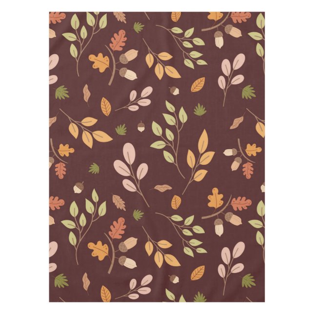 Woodland Verlasst Herbstthema neutraler Dunkel Tischdecke (Vorderseite)