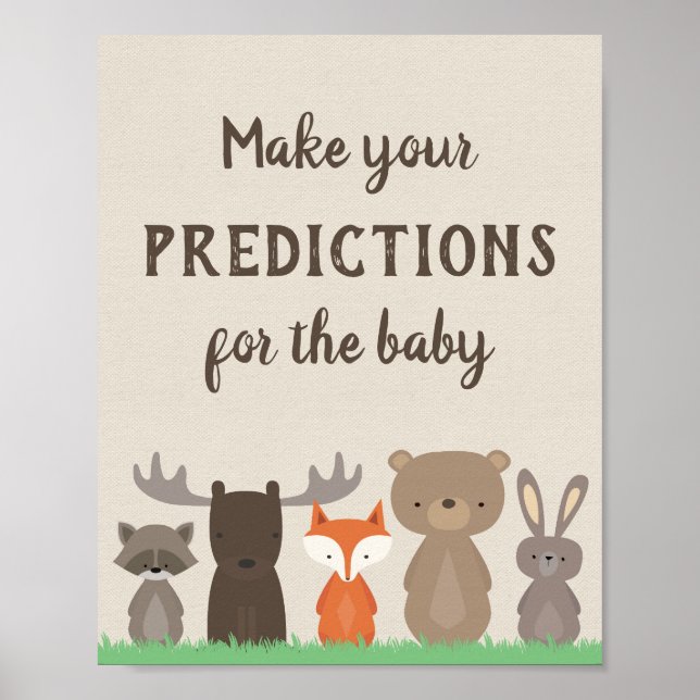 Woodland-Vorhersagen für Baby-Baby-Baby-Dusche Poster (Vorne)