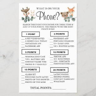 Woodland Was ist auf deinem Handy Badezimmer Spiel Flyer