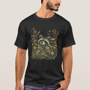 Woodland-Waschbär-Wildblumen-T-Shirt T-Shirt