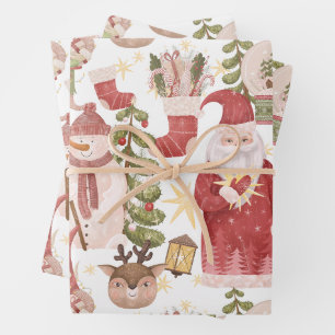 Woodland Wasserfarbe Weihnachten Weihnachten, Schn Geschenkpapier Set