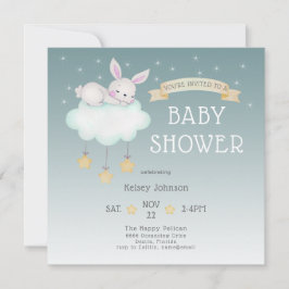 Woodland Watercolor Bunny Starry Babydusche Einladung