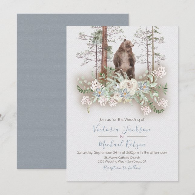 Woodland Watercolor Forêt invitations au mariage (Devant / Derrière)