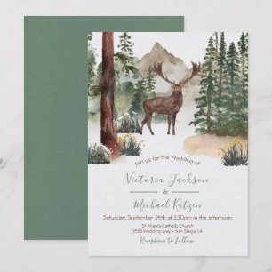Woodland Watercolor Forêt invitations au mariage