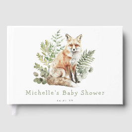 Woodland Watercolor Fox Babydusche Gästebuch