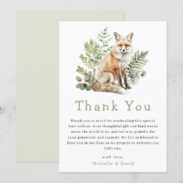 Woodland Watercolor Fox Babydusche Vielen Dank Dankeskarte