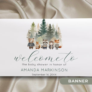 Woodland Watercolor Kinderdusche Willkommen Banner