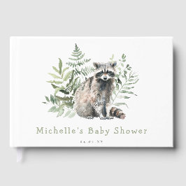 Woodland Watercolor Raccoon Babydusche Gästebuch