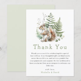 Woodland Watercolor Squirrel Baby Dusche Danke
