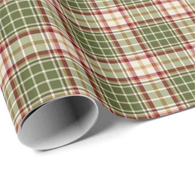 Woodland Weihnachten Kariertes Muster Geschenkpapier (Rolleneckpunkt)