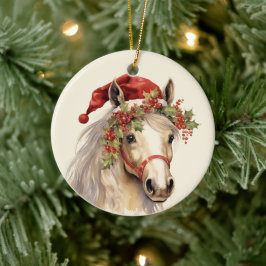Woodland Weihnachtspferd hinzufügen Text Aquarell Keramik Ornament