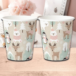 Woodland Whimsical Forest Animals Winter Pappbecher