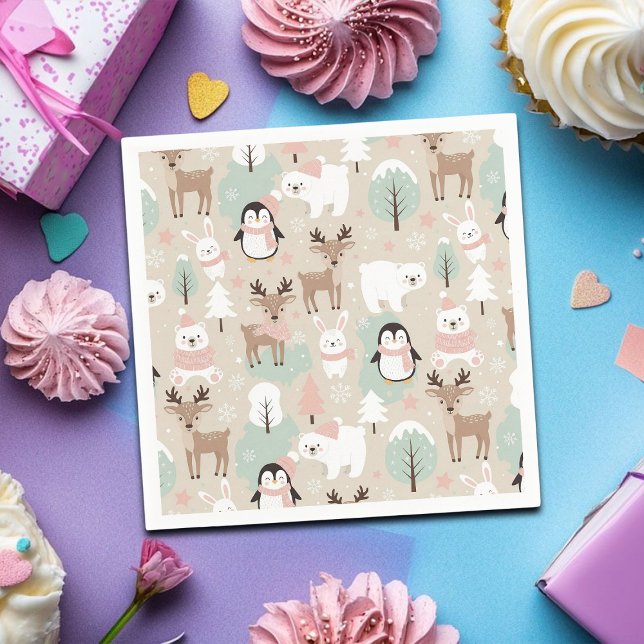 Woodland Whimsical Forest Animals Winter Serviette (Von Creator hochgeladen)