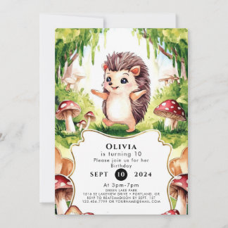 Woodland Whimsical Igel Geburtstag Einladung