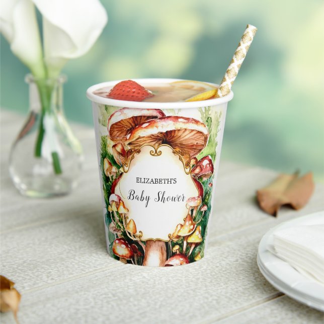 Woodland Whimsical Mushroom Baby Dusche Pappbecher (In Situ)