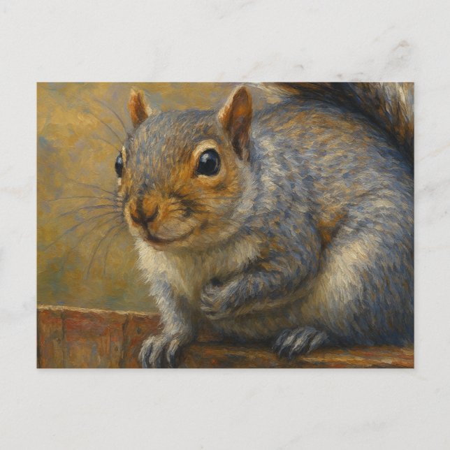 Woodland Whimsy - Realistisches Eichhörnchenportra Postkarte (Vorderseite)