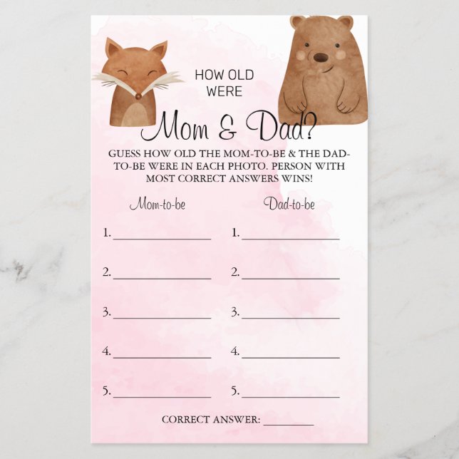 Woodland Wie alt waren Mama & Vater Duschspielkart Flyer (Vorne)