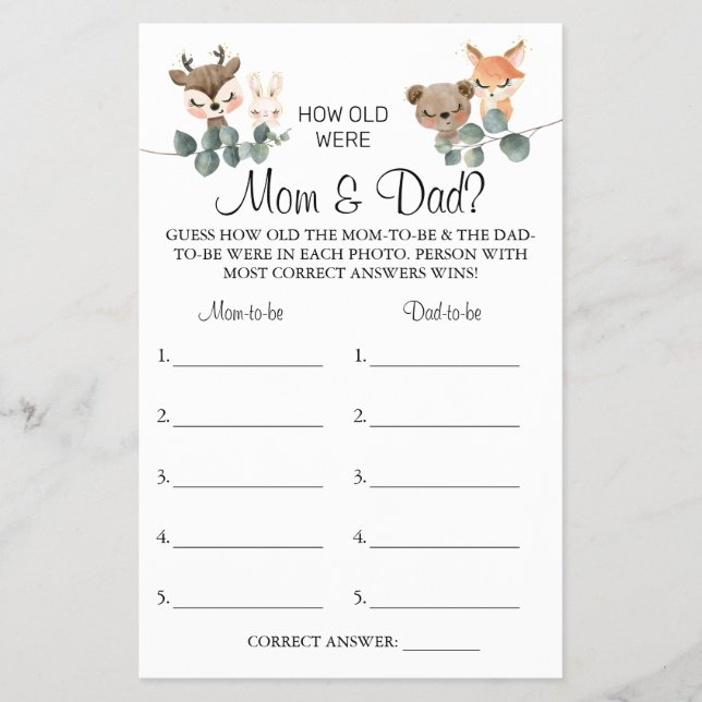 Woodland Wie alt waren Mama & Vater Duschspielkart Flyer (Vorne)