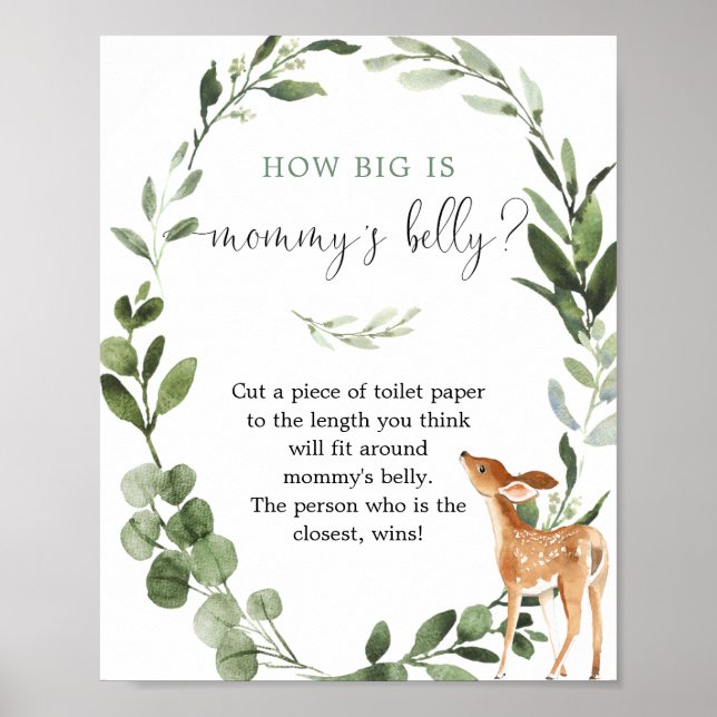 Woodland Wie groß ist Mama's Bauch Baby Dusche Spi Poster (Vorne)