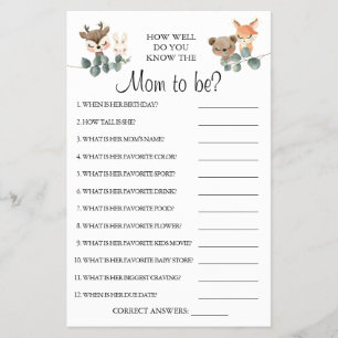 Woodland Wie gut kennst du Mama, wird Spielkarte s Flyer