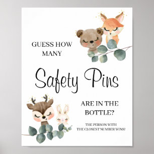 Woodland Wie viele Buttone Babydusche Poster