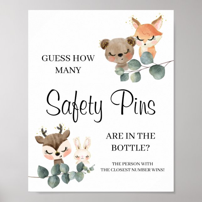 Woodland Wie viele Buttone Babydusche Poster (Vorne)