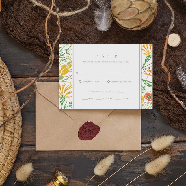 Woodland Wildblume Boho Wedding RSVP Karte (Von Creator hochgeladen)