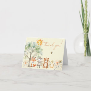 Woodland Wildlife Baby Dusche Bleipfirsich Dankeskarte