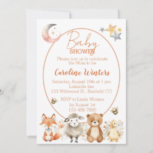 Woodland Wildlife Baby Dusche Einladung