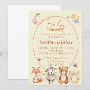 Woodland Wildlife Baby Dusche Einladung