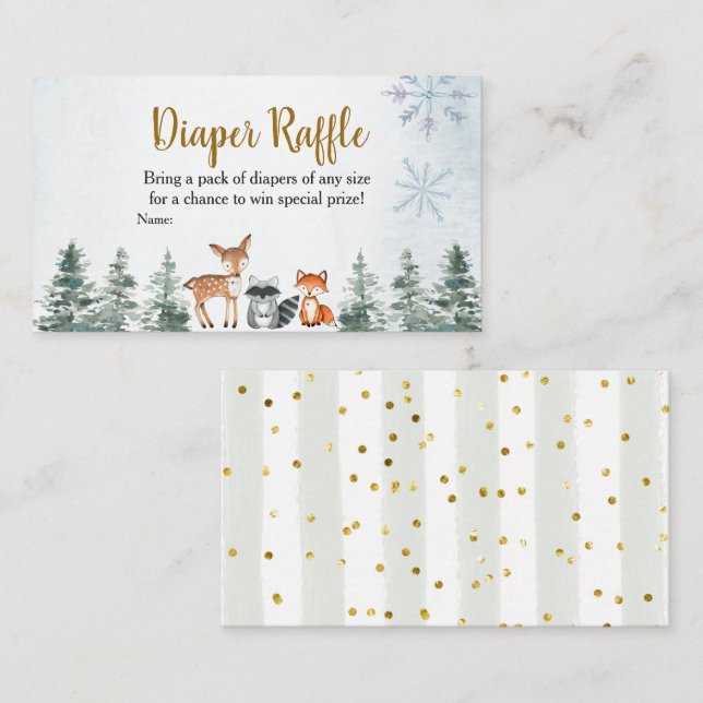 Woodland Winter Animal Baby Dusche Windelwanne Begleitkarte (Vorne/Hinten)