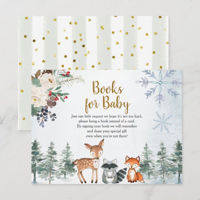 Woodland Winter Animal Fooks for Baby Postkarte (Vorne/Hinten)