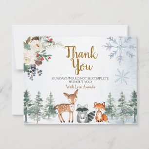 Woodland Winter Animal Forest Baby Dusche Dankeskarte