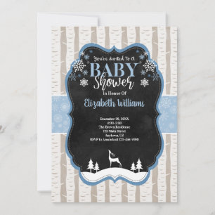 Woodland Winter Baby Dusche Einladung
