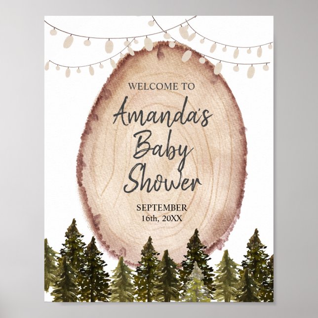 Woodland Winter Baby Duschwald Begrüßungszeichen Poster (Vorne)