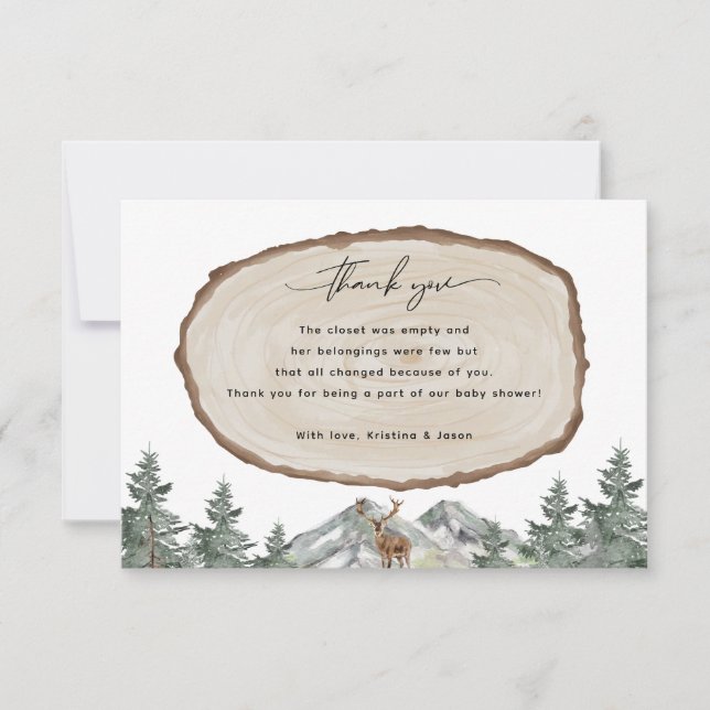 Woodland Winter Forest Baby shower Merci Cartes (Devant)