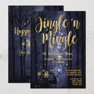 Woodland Winter Jingle Gold Feiertage Einladung
