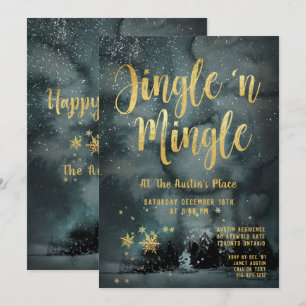 Woodland Winter Jingle Gold Feiertage Einladung