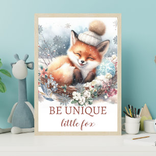 Woodland Winter niedlicher Fuchs Neugeborene Zimme Poster