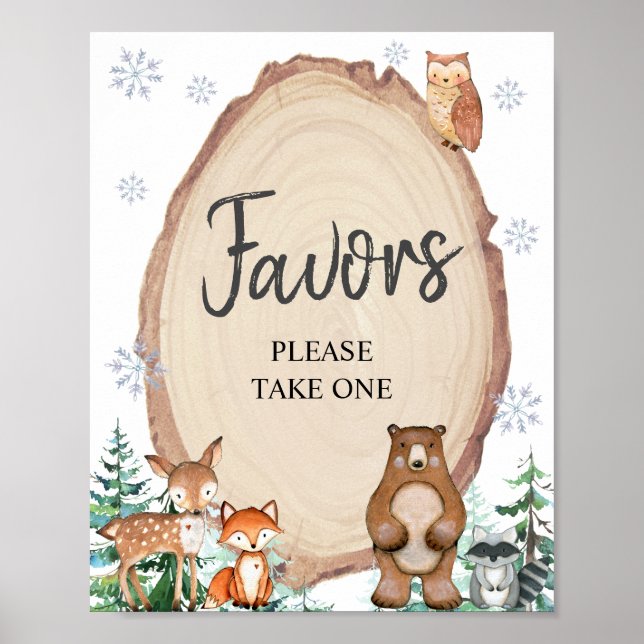 Woodland Winter Onederland Geburtstagsfavoriten Poster (Vorne)