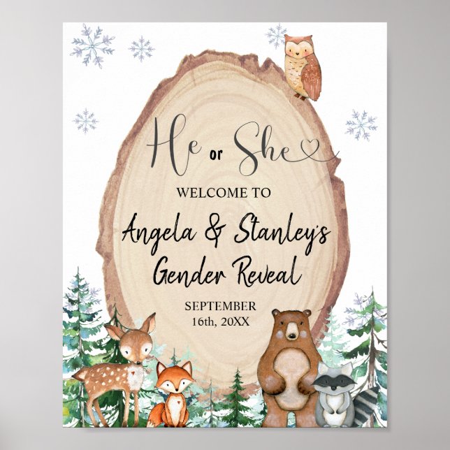 Woodland Winter Sexe Révéler Affiche de bienvenue  (Devant)