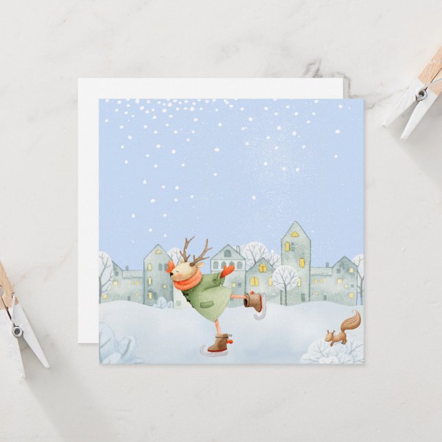 WOODLAND WINTERFREUNDE - ICE SKATEN REINDEIN (Vorderseite/Rückseite Beispiel)
