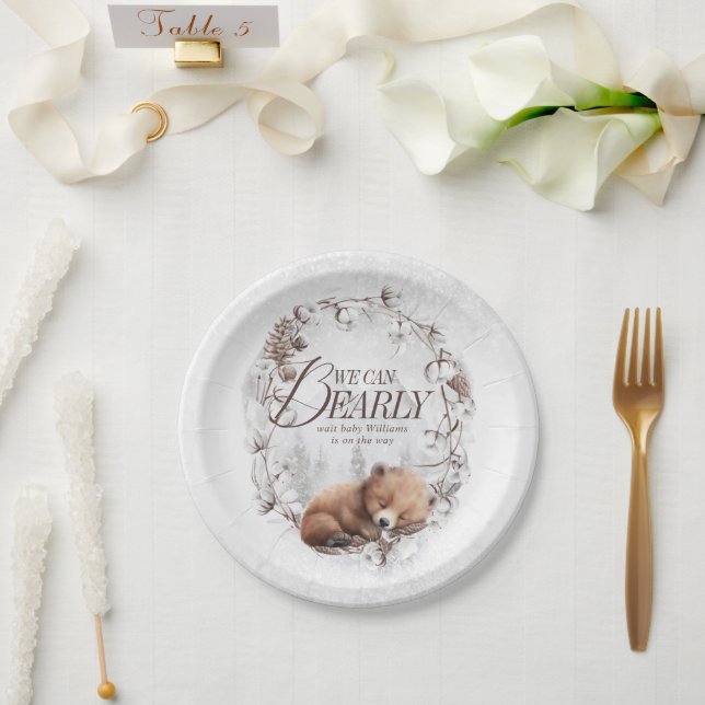 Woodland wir können frühzeitig abwarten Winter Bab Pappteller (Hochzeit)