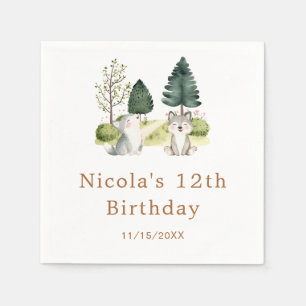 Woodland Wolf Birthday Party Serviette